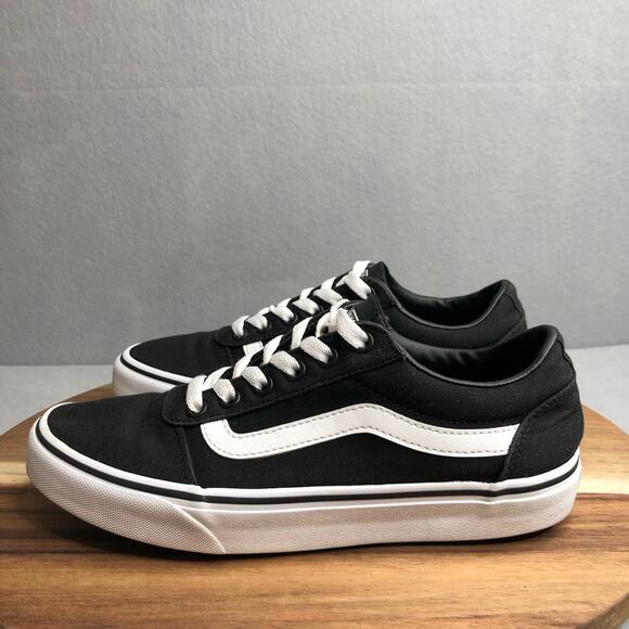 VANS Shoes - VANS Old Skool Womens Size 8.5 Lace-Up Black Canvas Shoe Off the Wall 751505